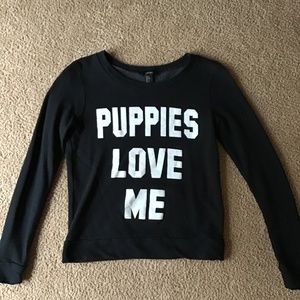 Puppies Love Me Black Crew Neck